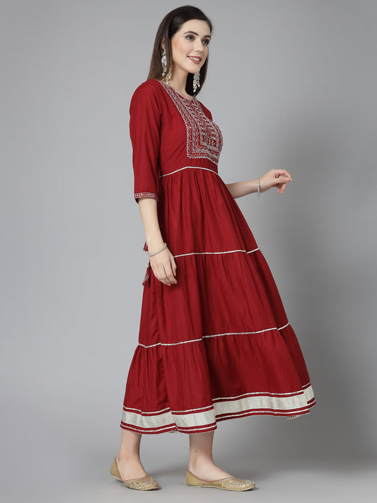 Embellished Silk Blend Tiered Dress Kurta