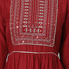 Stylum Women's Embroidered & Embellished Silk Blend Tiered Dress Kurta (RAAVI)