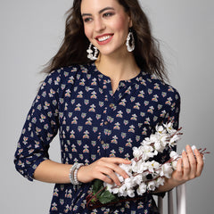 Stylum Women's Printed Rayon Tiered Dress Kurta (RAINBOW)