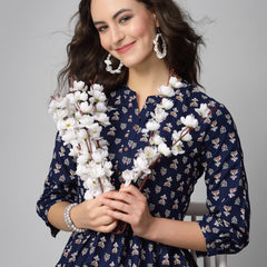 Stylum Women's Printed Rayon Tiered Dress Kurta (RAINBOW)