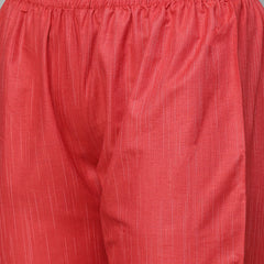 Stylum Women's Woven Design Cotton Blend Straight Kurta Pant Dupatta Set (REDJUGNO)