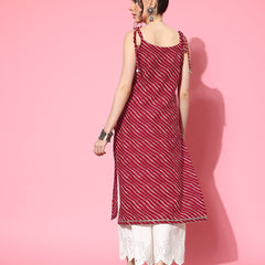 Stylum Women's Lehariya Printed Sleeveless Kurta (REDSURMA)