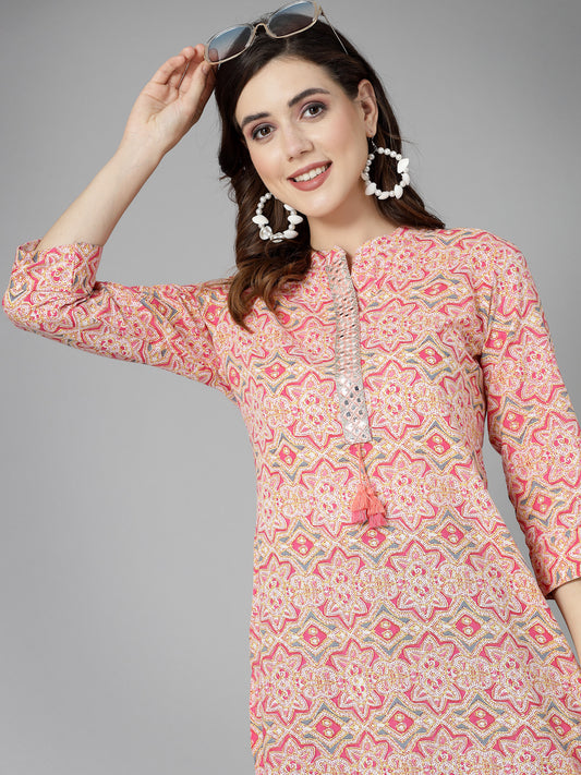 Stylum Women's Printed & Embroidered Cotton Kurti (ROMAN)