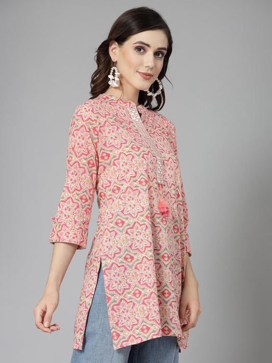 Stylum Women's Printed & Embroidered Cotton Kurti (ROMAN)