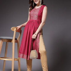 Stylum Women's Solid Rayon Naira Cut Kurta (ROSEGOOFI)