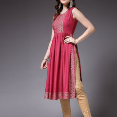 Stylum Women's Solid Rayon Naira Cut Kurta (ROSEGOOFI)