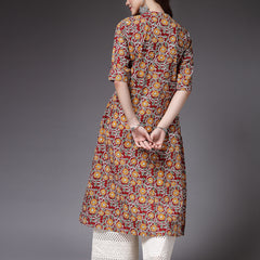 Stylum Women's Floral Printed Cotton A-Line Kurta (ROSSYRED)