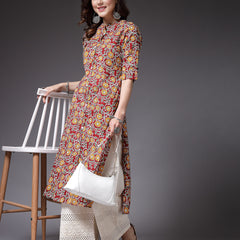 Stylum Women's Floral Printed Cotton A-Line Kurta (ROSSYRED)