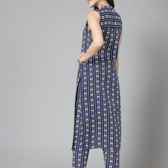 Stylum Women's Printed Cotton Blend Straight Kurta Pant Set (ROYALRUMBLE)