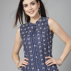 Stylum Women's Printed Cotton Blend Straight Kurta Pant Set (ROYALRUMBLE)