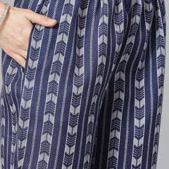 Stylum Women's Printed Cotton Blend Straight Kurta Pant Set (ROYALRUMBLE)