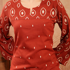 Stylum Women's Rust Ethnic Printed Cotton Straight Kurta (RUSTREGAL)