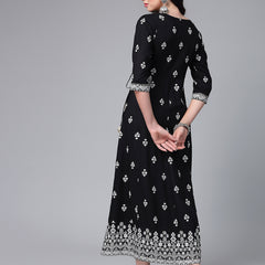 Printed & Embroiderd Rayon Anarkali Kurta