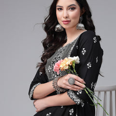 Printed & Embroiderd Rayon Anarkali Kurta