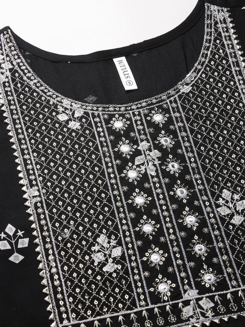 Printed & Embroiderd Rayon Anarkali Kurta