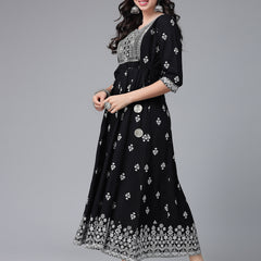 Printed & Embroiderd Rayon Anarkali Kurta