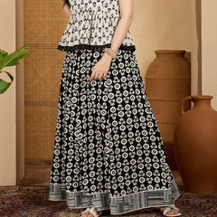 Stylum Women's Black Printed Cotton Skirt (SKBLACKAMRPALI)