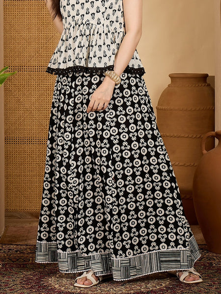 Stylum Women's Black Printed Cotton Skirt (SKBLACKAMRPALI)