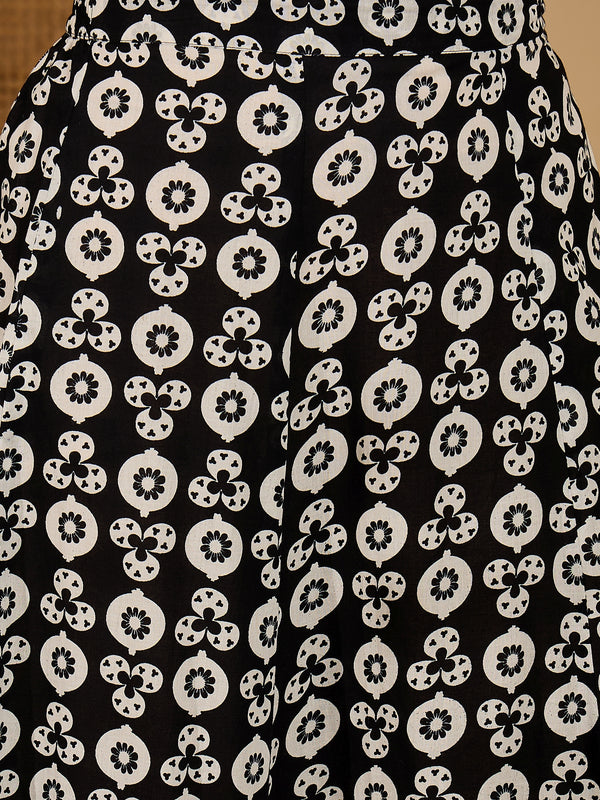 Stylum Women's Black Printed Cotton Skirt (SKBLACKAMRPALI)