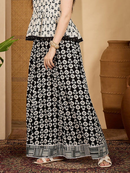 Stylum Women's Black Printed Cotton Skirt (SKBLACKAMRPALI)
