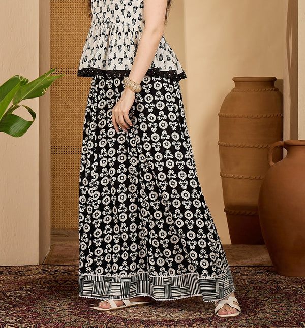 Stylum Women's Black Printed Cotton Skirt (SKBLACKAMRPALI)