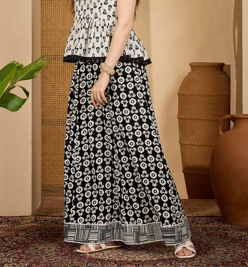 Stylum Women's Black Printed Cotton Skirt (SKBLACKAMRPALI)