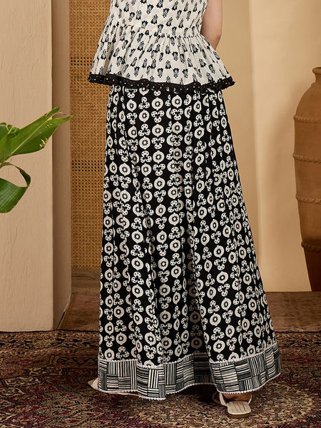 Stylum Women's Black Printed Cotton Skirt (SKBLACKAMRPALI)