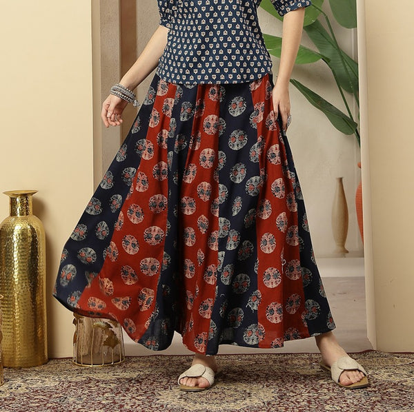 Stylum Women's Blue Printed Cotton Skirt (SKBLUESHERU)