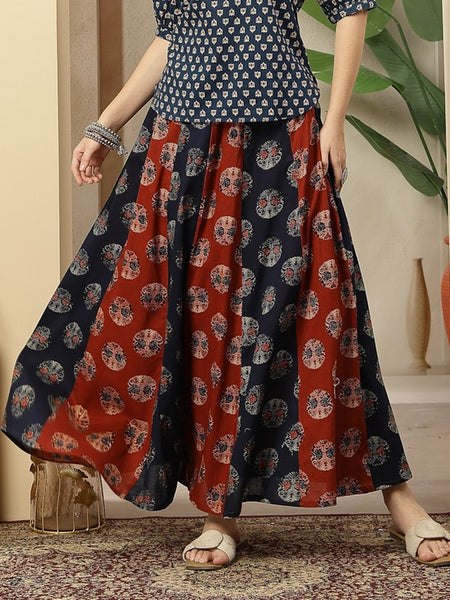 Stylum Women's Blue Printed Cotton Skirt (SKBLUESHERU)