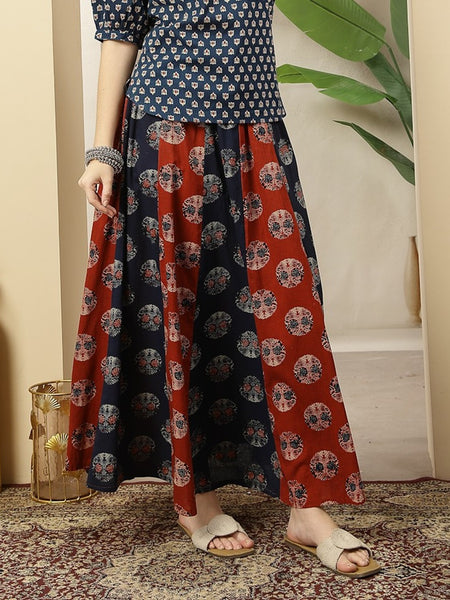 Stylum Women's Blue Printed Cotton Skirt (SKBLUESHERU)