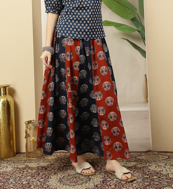 Stylum Women's Blue Printed Cotton Skirt (SKBLUESHERU)