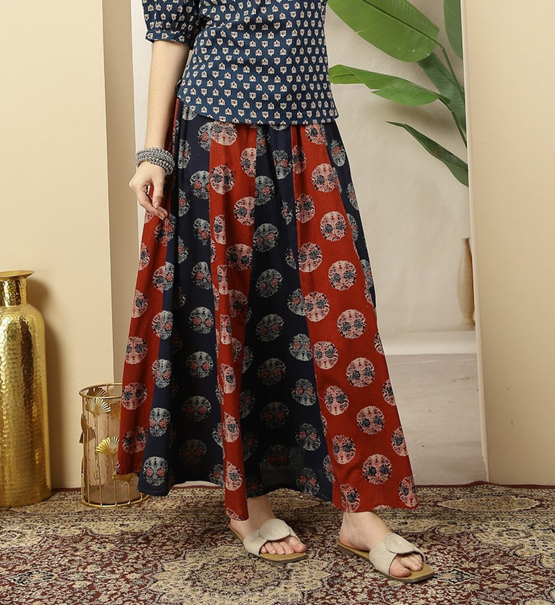 Stylum Women's Blue Printed Cotton Skirt (SKBLUESHERU)