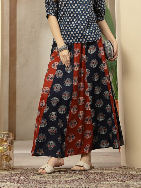 Stylum Women's Blue Printed Cotton Skirt (SKBLUESHERU)