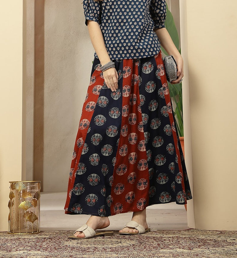 Stylum Women's Blue Printed Cotton Skirt (SKBLUESHERU)