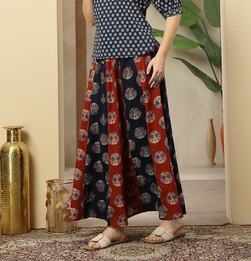 Stylum Women's Blue Printed Cotton Skirt (SKBLUESHERU)