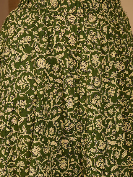 Stylum Women's Green Ethnic Printed Tiered Cotton Skirt (SKGREENSARGAM)