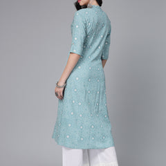 Aqua Rayon A-Line Kurta