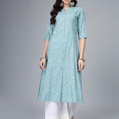 Aqua Rayon A-Line Kurta