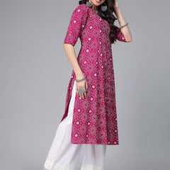 Stylum Women's Printed Rayon A-Line Kurta (SKODAGEM)