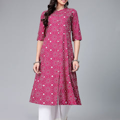 Stylum Women's Printed Rayon A-Line Kurta (SKODAGEM)
