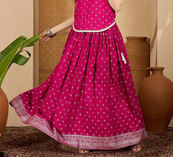 Stylum Women's Pink Ethnic Printed Rayon Skirt (SKPINKVOYLLA)