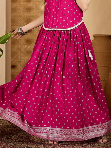 Stylum Women's Pink Ethnic Printed Rayon Skirt (SKPINKVOYLLA)