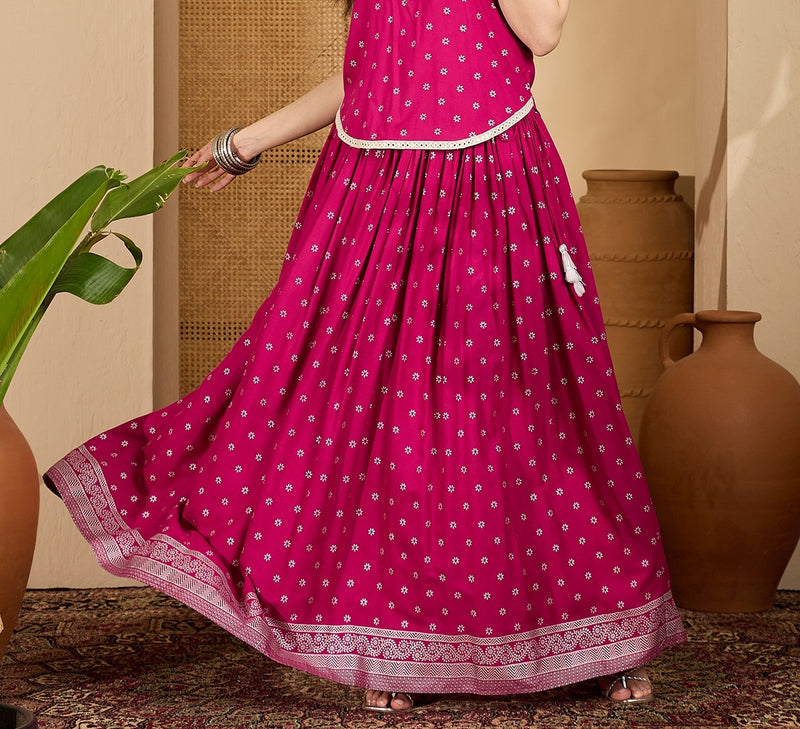 Stylum Women's Pink Ethnic Printed Rayon Skirt (SKPINKVOYLLA)