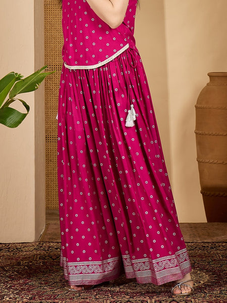 Stylum Women's Pink Ethnic Printed Rayon Skirt (SKPINKVOYLLA)