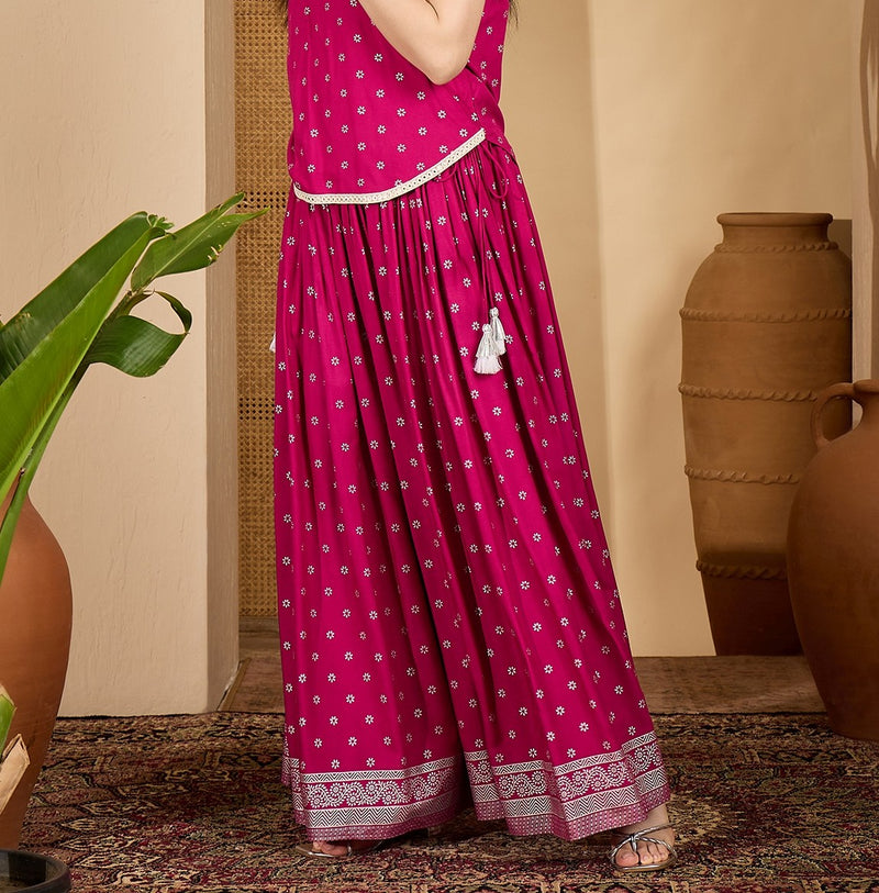 Stylum Women's Pink Ethnic Printed Rayon Skirt (SKPINKVOYLLA)