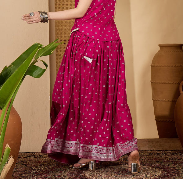 Stylum Women's Pink Ethnic Printed Rayon Skirt (SKPINKVOYLLA)