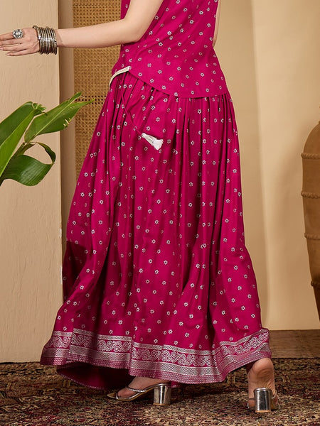 Stylum Women's Pink Ethnic Printed Rayon Skirt (SKPINKVOYLLA)
