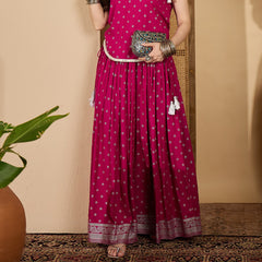 Stylum Women's Pink Ethnic Printed Rayon Skirt (SKPINKVOYLLA)