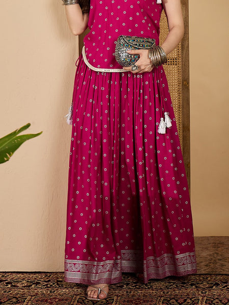 Stylum Women's Pink Ethnic Printed Rayon Skirt (SKPINKVOYLLA)