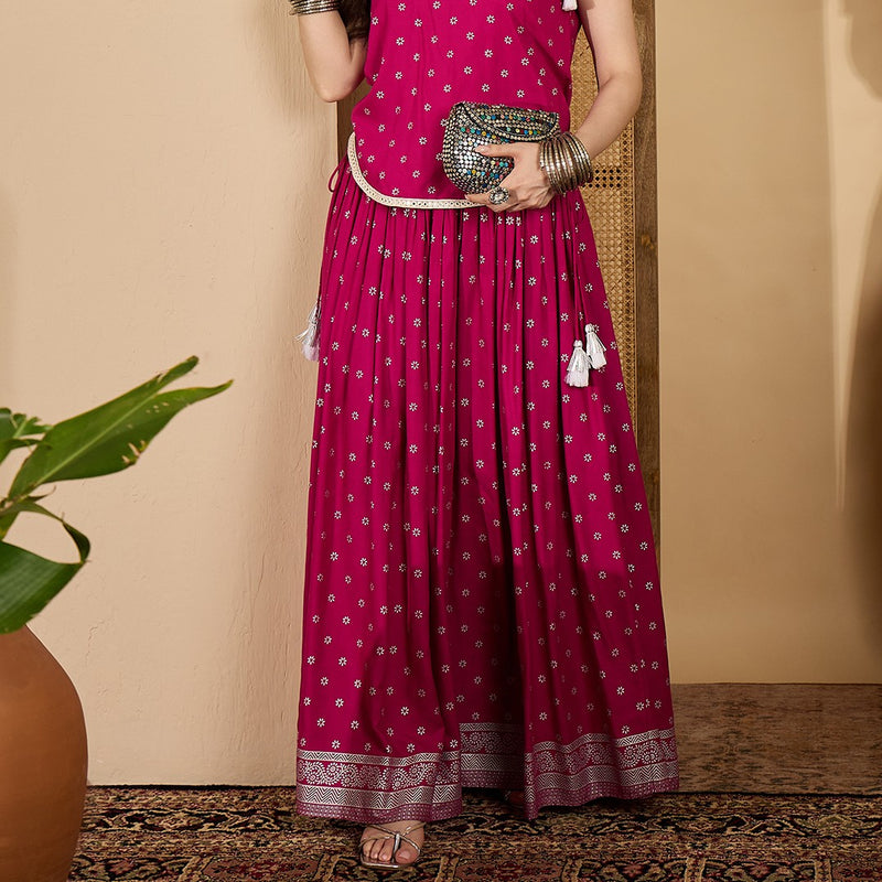 Stylum Women's Pink Ethnic Printed Rayon Skirt (SKPINKVOYLLA)